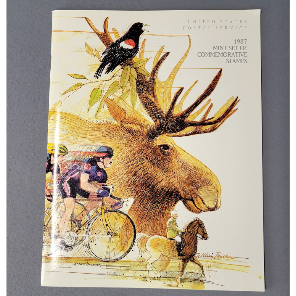 Vintage 1987 USPS Mint Commemorative Stamp Set Book Wildlife Cycling Horse USA 8